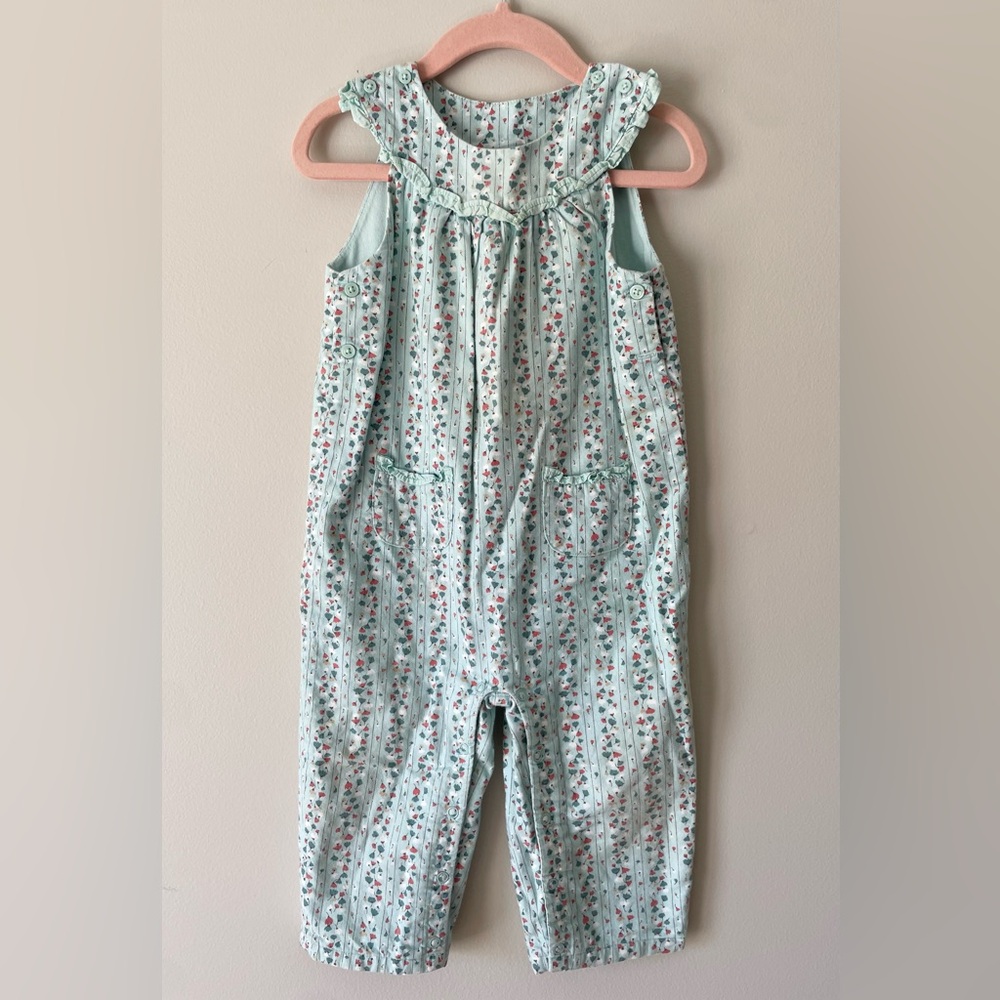 Janie and Jack teal floral romper 12-18mo
